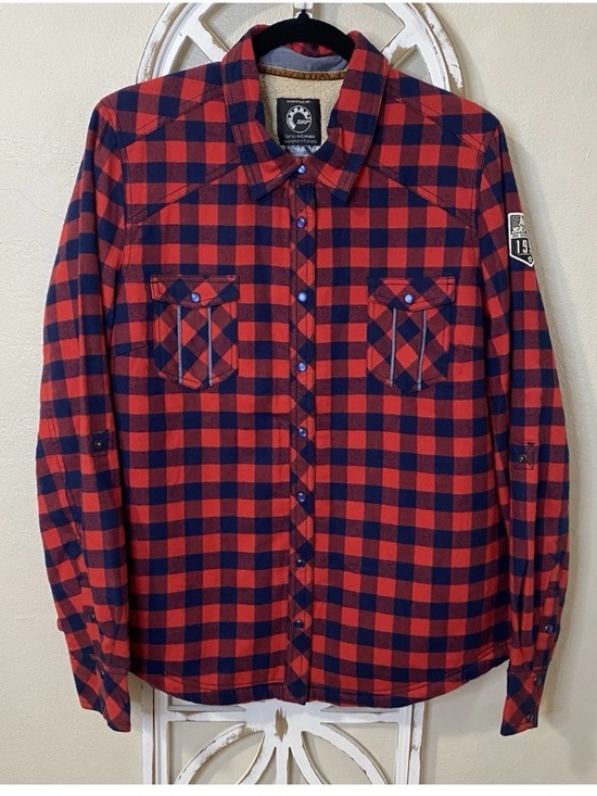 Ski-Doo Jackets & Blazers - SKI-DOO BRP womens xlarge LINED SNAP BUTTON BUFFALO PLAID SHACKET JACKET